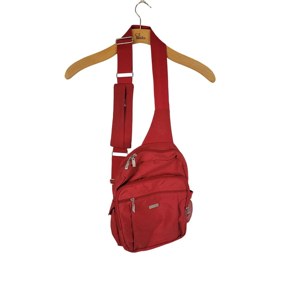 Baggallini Sling Crossbody Bag Purse Backpack Nylon Red One Strap - Picture 1 of 12